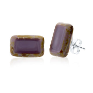 Glass Rectangle Trilogy Stud Earrings, SALE