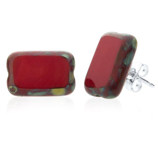 Glass Rectangle Trilogy Stud Earrings, SALE