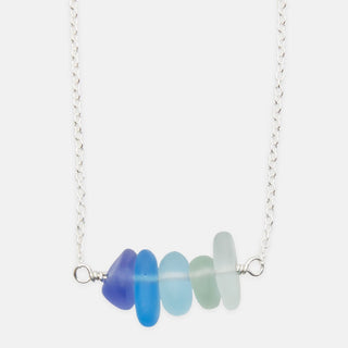 Seaglass Inspired Necklace in Blue, Aqua and Teal
