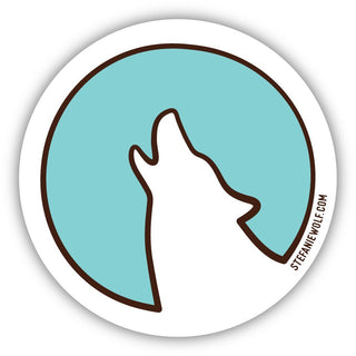 Sticker, Wolf with Full Moon