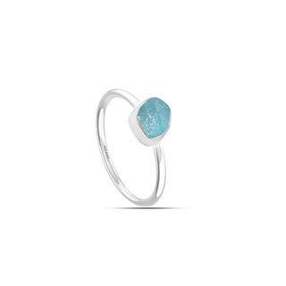 Rough Cut Apatite Bezel Set Sterling Silver Stacking Ring