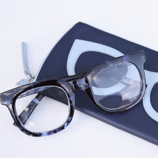 Blue Speck Square Eyeglass Readers
