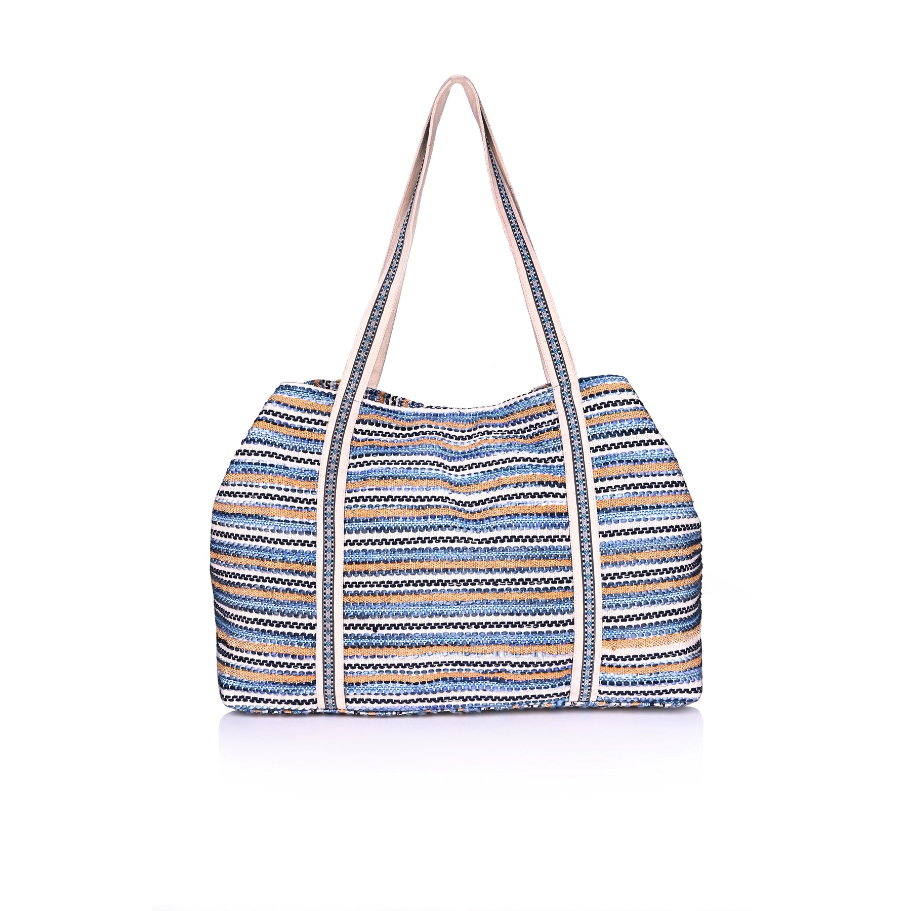 Buy Ikat Woven Tote Beach Bag - Platinum, Stylish, Designer Beach Totes  For You