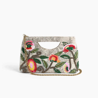 Embroidered Beaded Clutch, Desert Rose