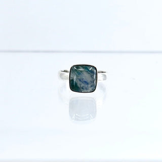 Genuine Gemstone Green Rainbow Moonstone Ring set in Sterling Silver
