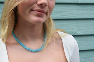 Chalcedony Gemstone Necklace, Faceted Rondelle