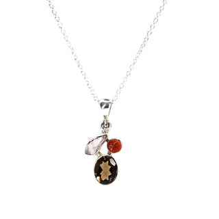Gemstone Cluster Pendant Necklace, 3 Stone