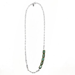 Paperclip Chain Silver Link Necklace, with Beads