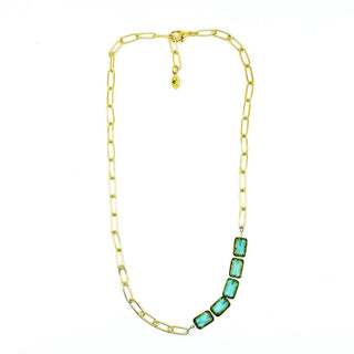 Paperclip Chain Gold Link Necklace, with Beads