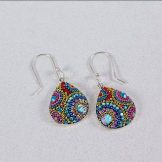 Mosaic Crystal Earrings, Teardrop Large