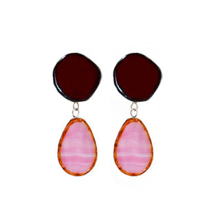 Statement Earrings, Drop on Circle Post, Teardrop with Circle