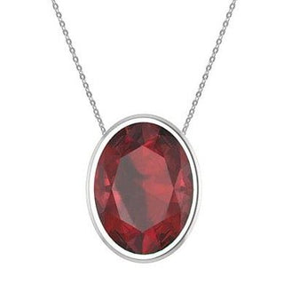 Tiny Garnet Floating Pendant Necklace, Sterling Silver Chain