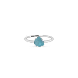 Rough Cut Apatite Sterling Silver Prong Set Stacking Ring