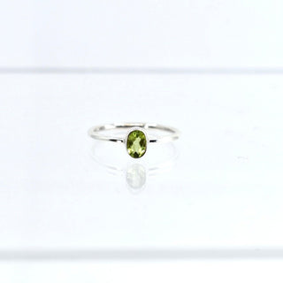 Genuine Gemstone Peridot Stacking Rings Bezel Set