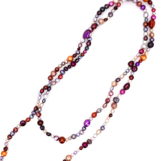 Elegant Long Freshwater Pearl Strand Knotted Necklace, 60"