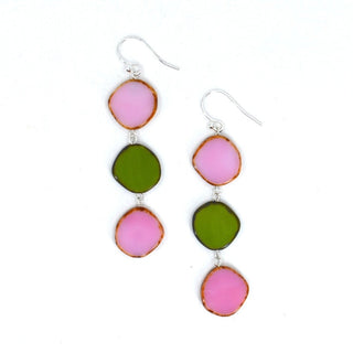 Summer Sisters Earrings, Pink & Green