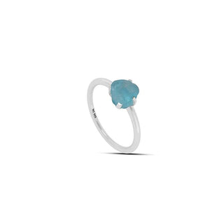 Rough Cut Apatite Sterling Silver Prong Set Stacking Ring