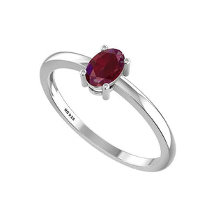 Ruby Gemstone Prong Set Sterling Silver Stacking Rings