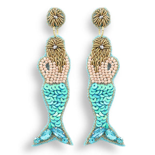 Ocean Inspired Vacation Earrings, Mermaid